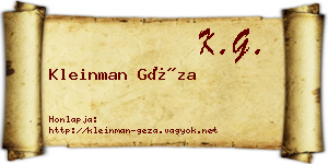 Kleinman Géza névjegykártya